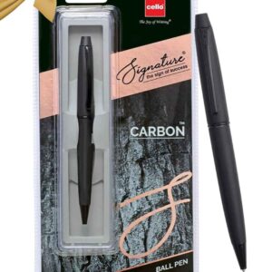 Cello Carbon Ball Pen | Blue Ink | Matte Black Premium Metal Pen For Gift
