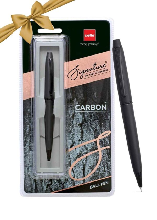 Cello Carbon Ball Pen | Blue Ink | Matte Black Premium Metal Pen For Gift